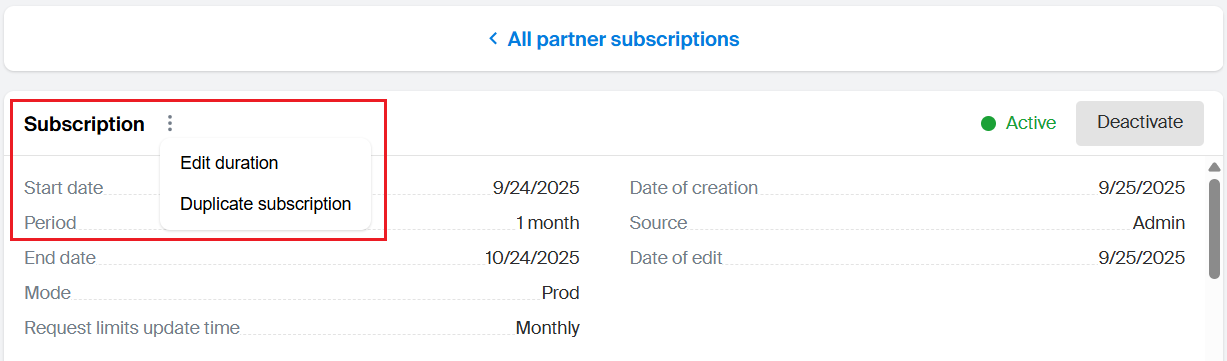 Edit subscription period