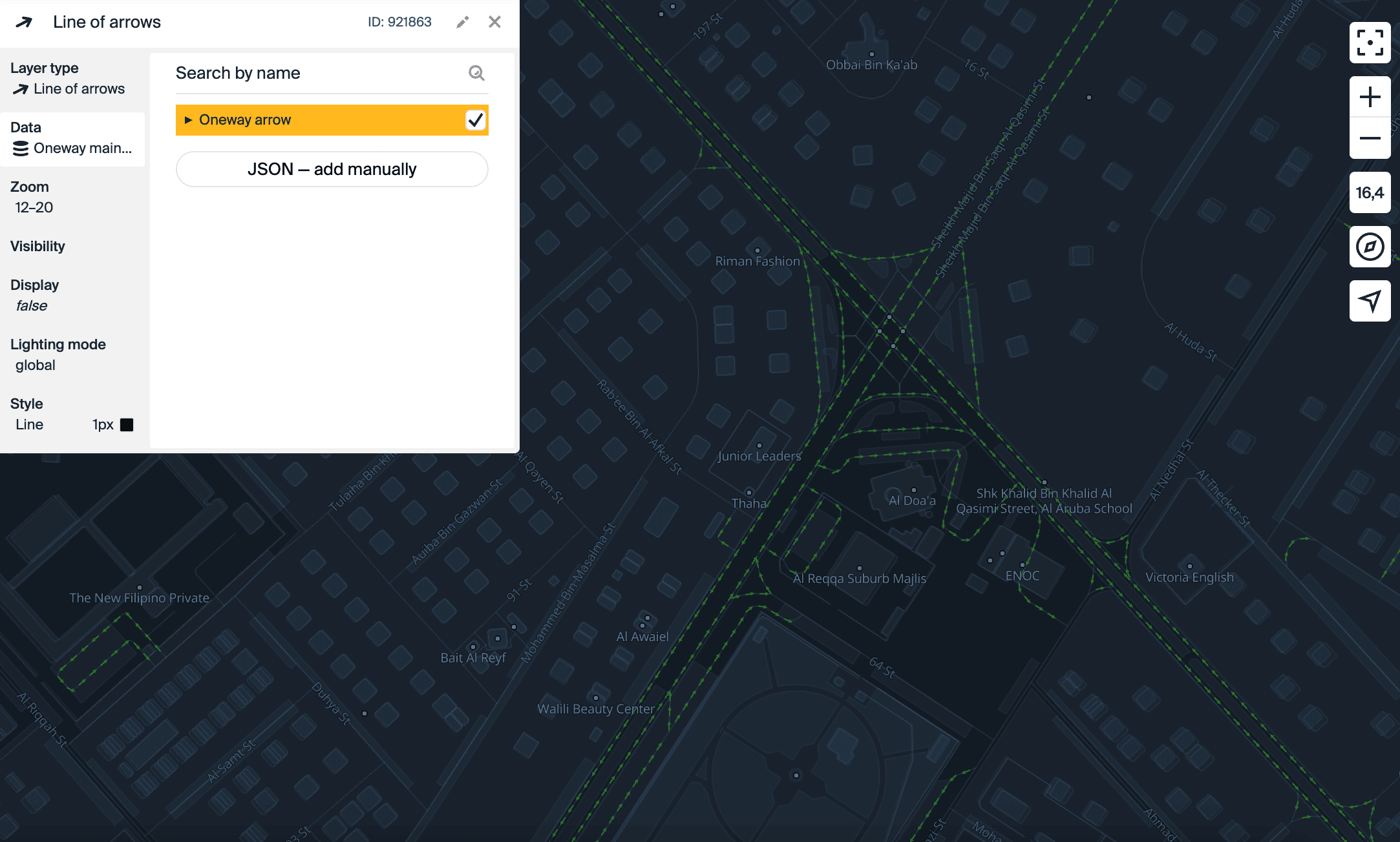 Layer with the Line of arrows type