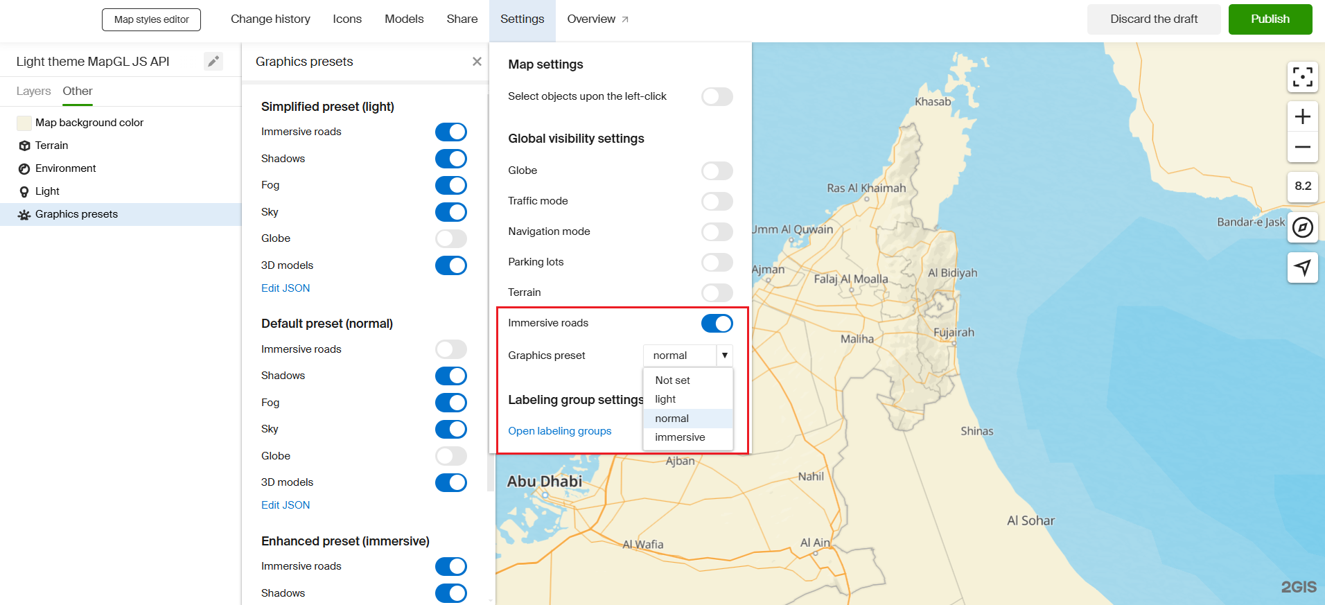 Selecting a graphics preset