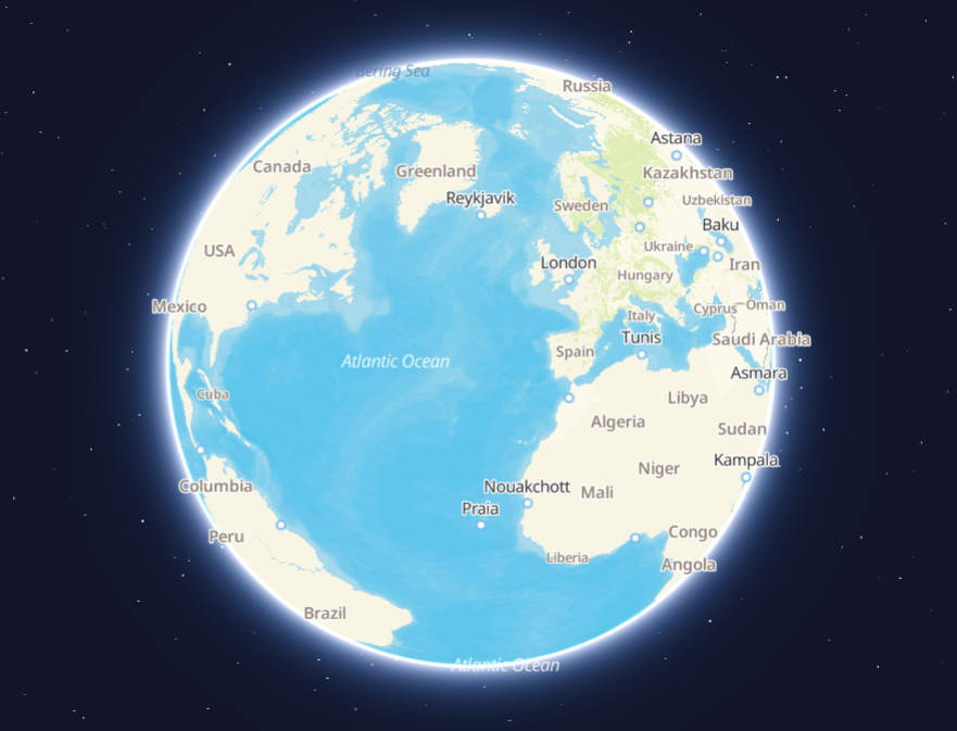 Map look in the globe mode