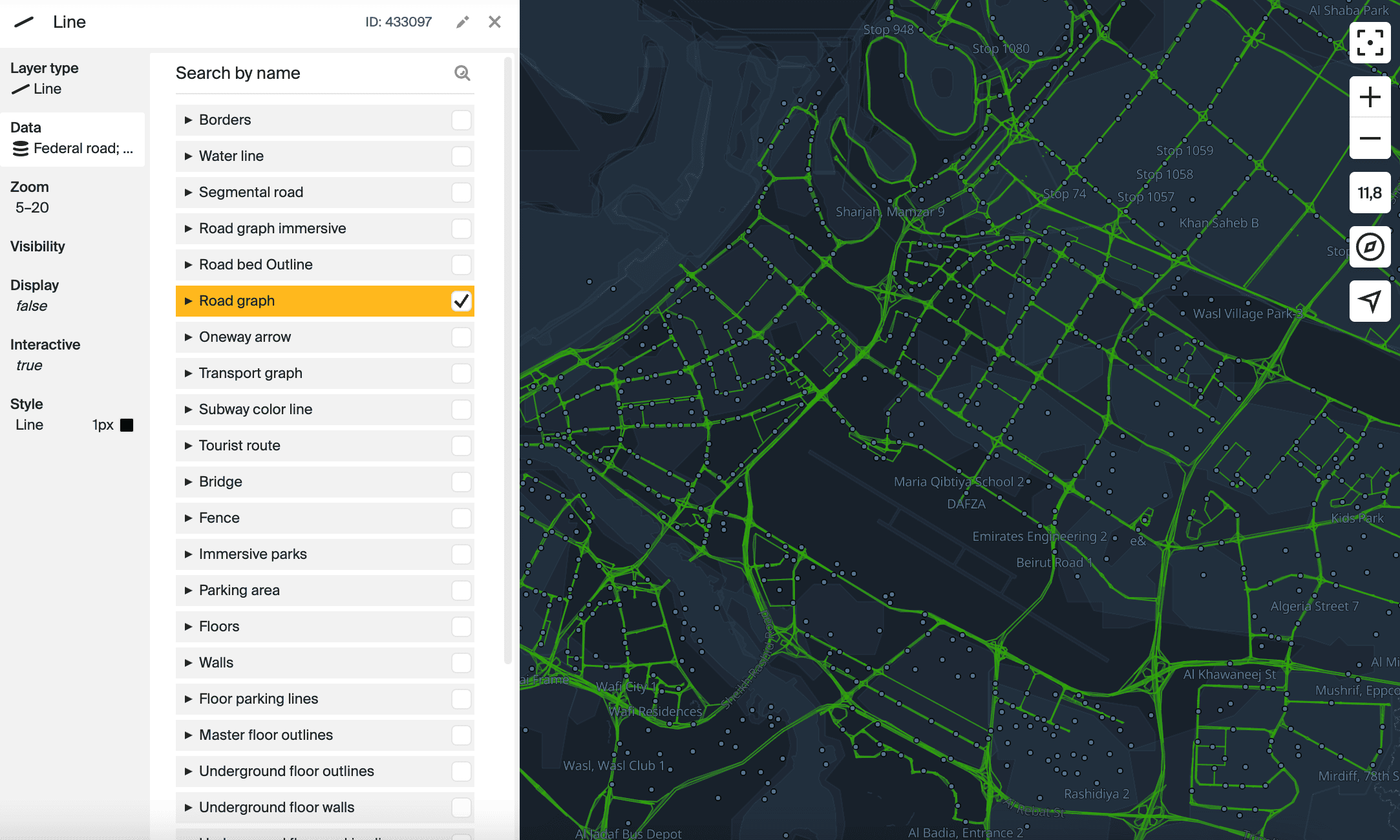 Layer with the Line type