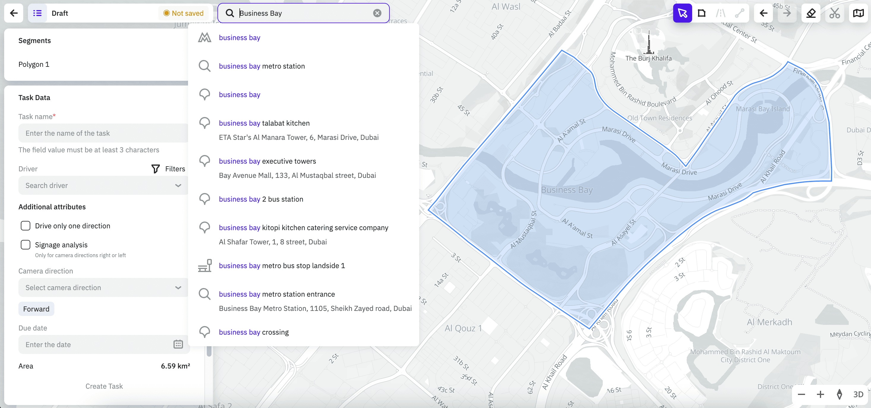 Searching for polygons on the map