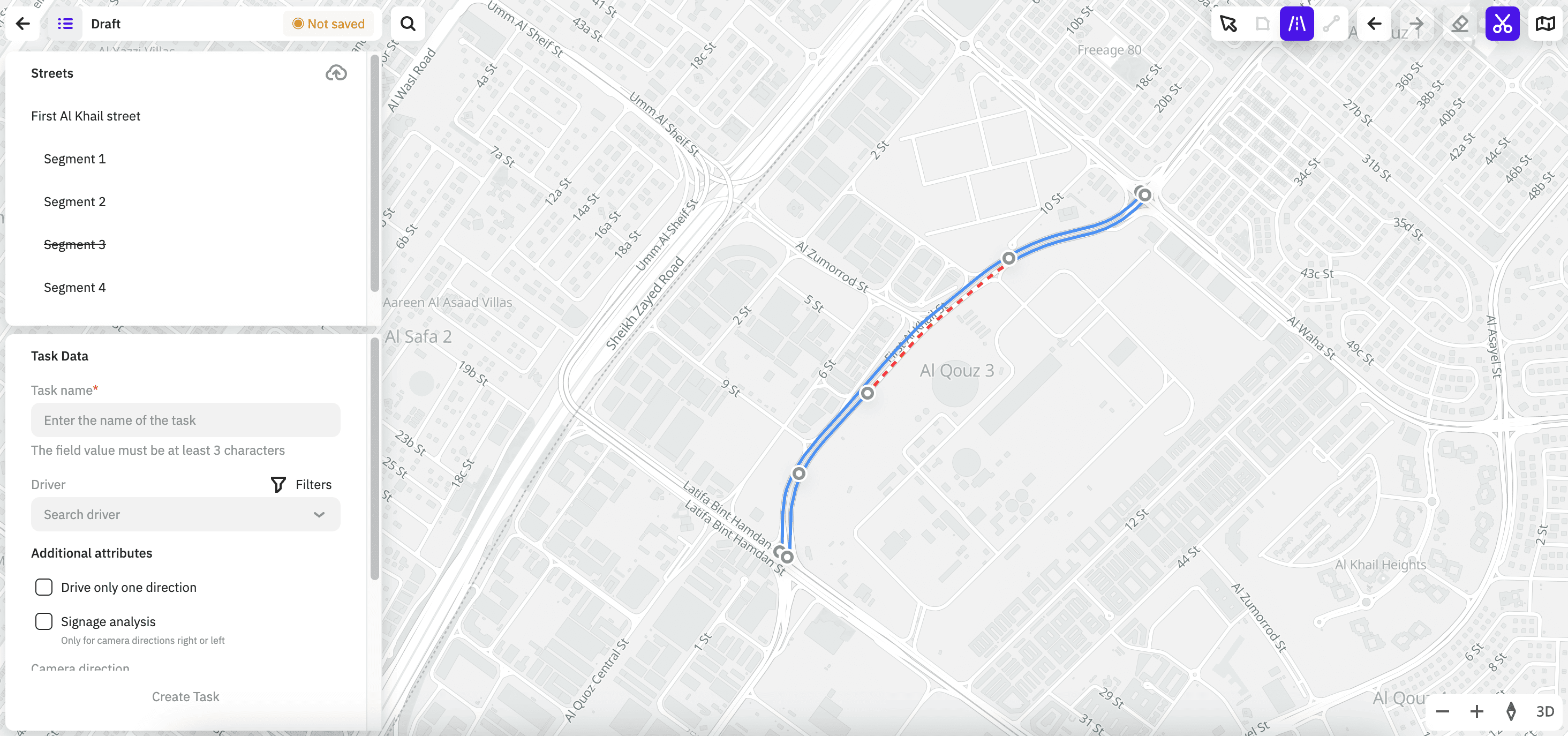 Highlighting road segments on the map