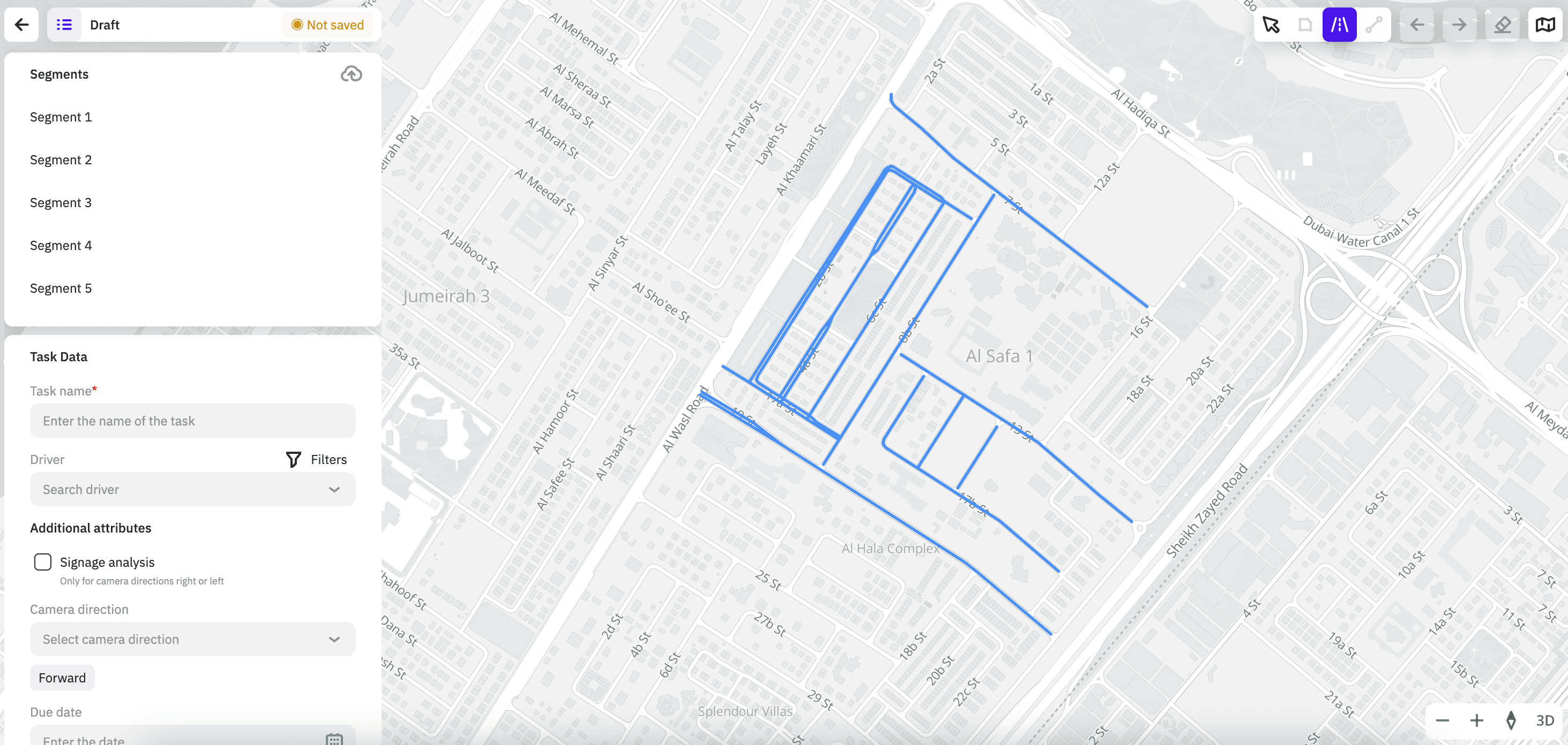 Highlighting road segments on the map