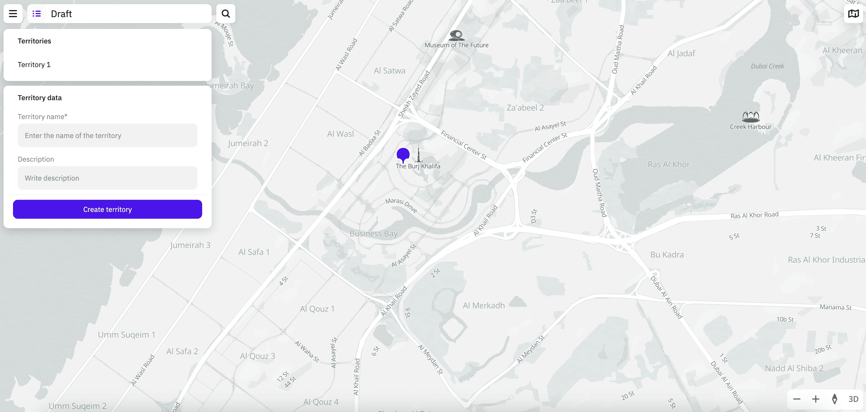 Creating a territory