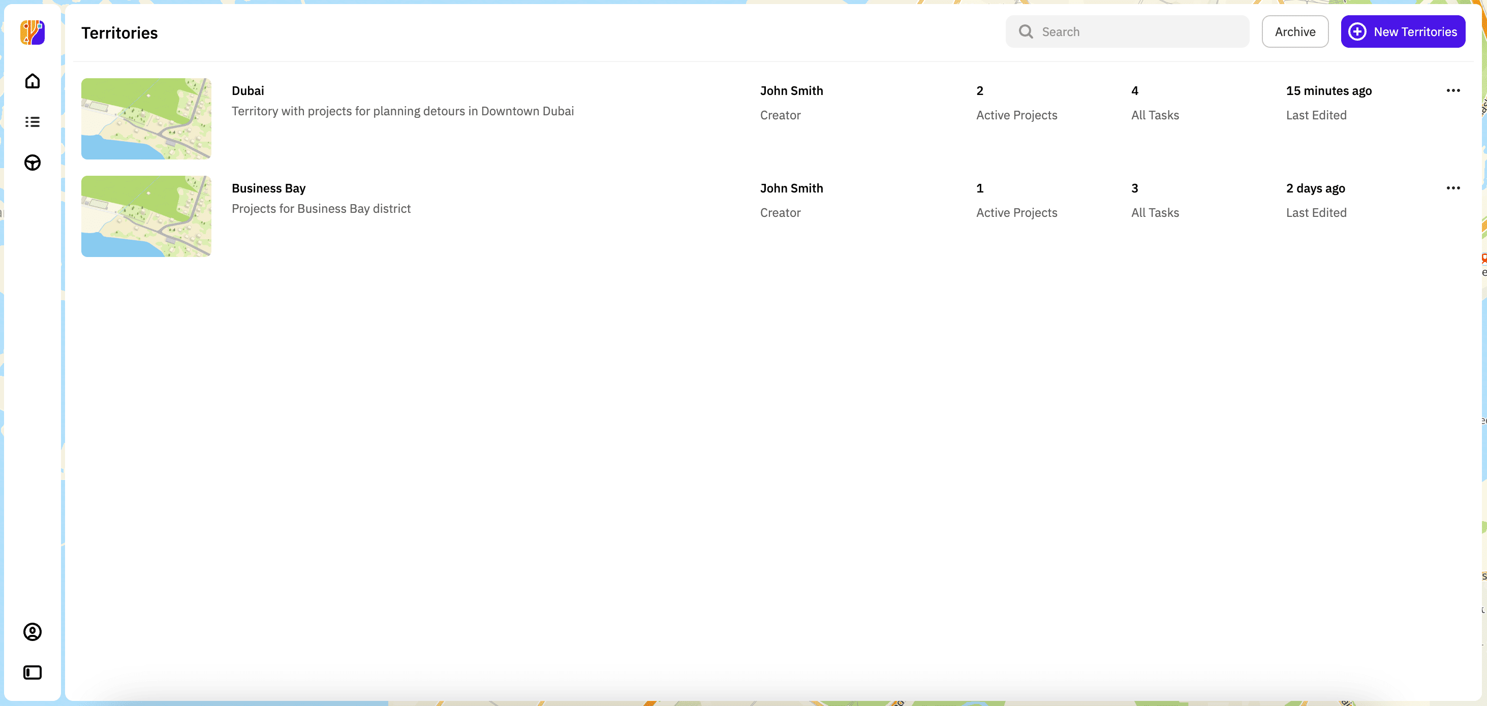 Working with territories