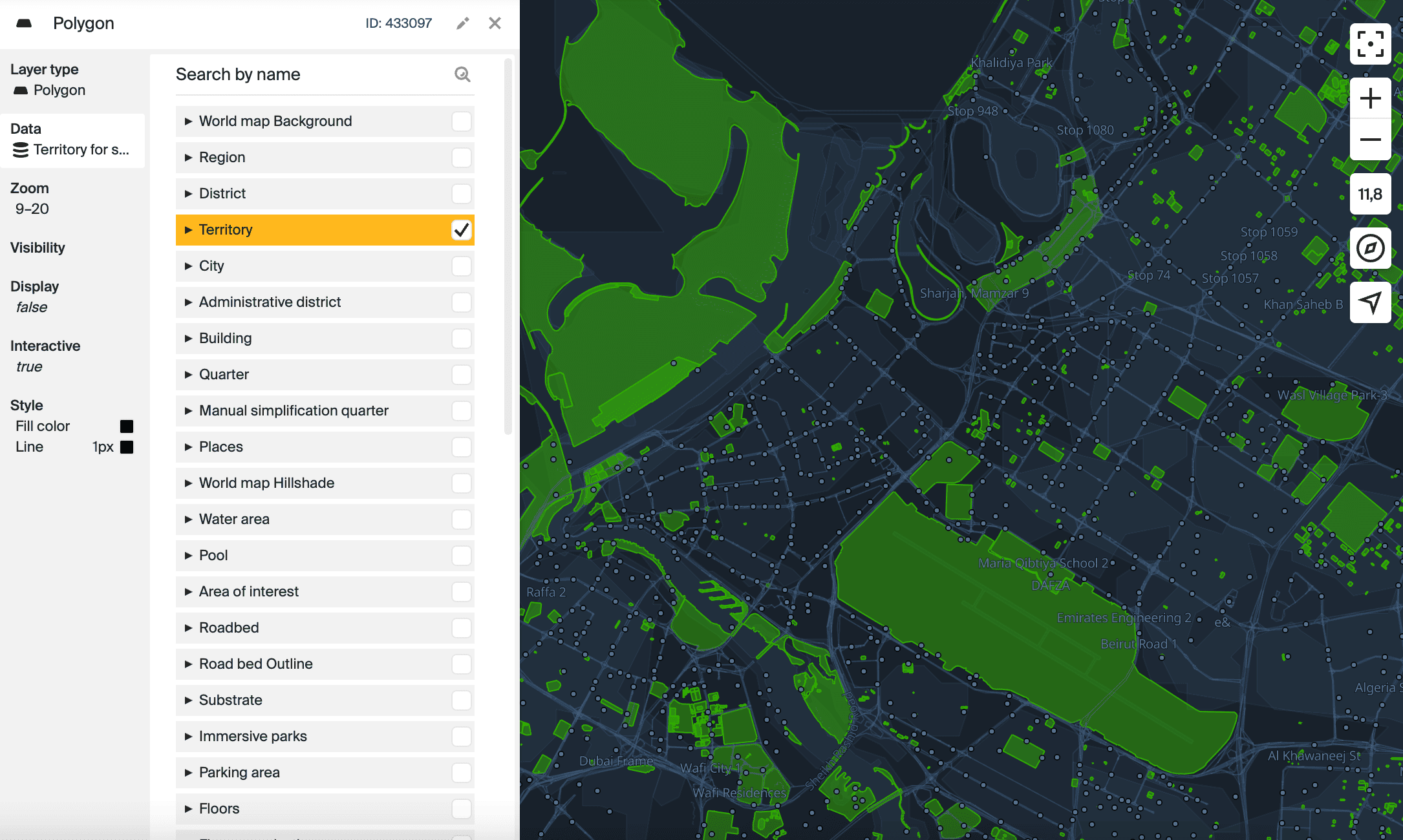 Layer with the Polygon type