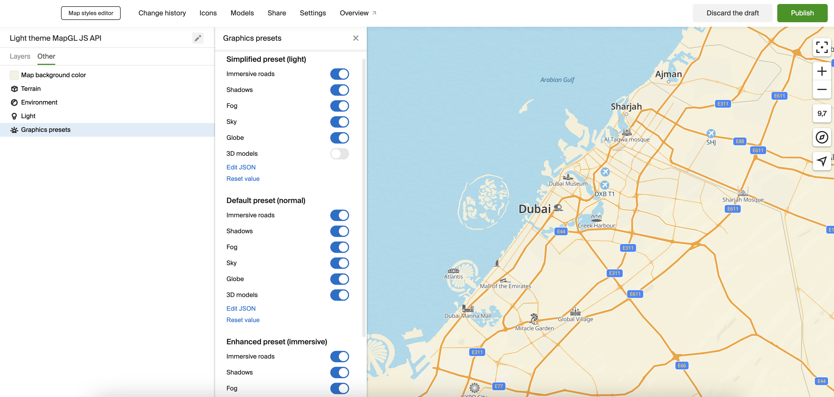 Graphics presets settings