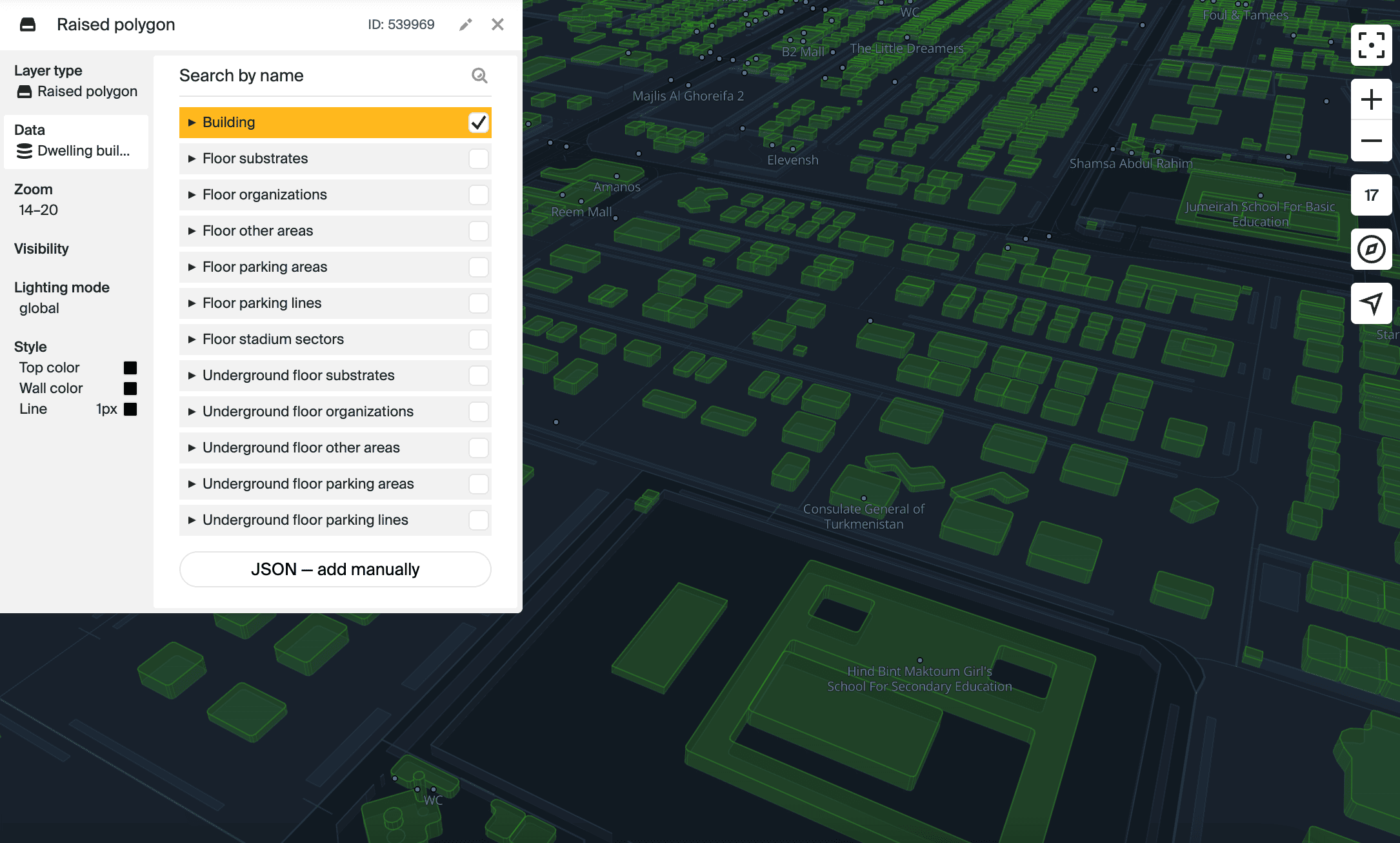 Layer with the Raised polygon type