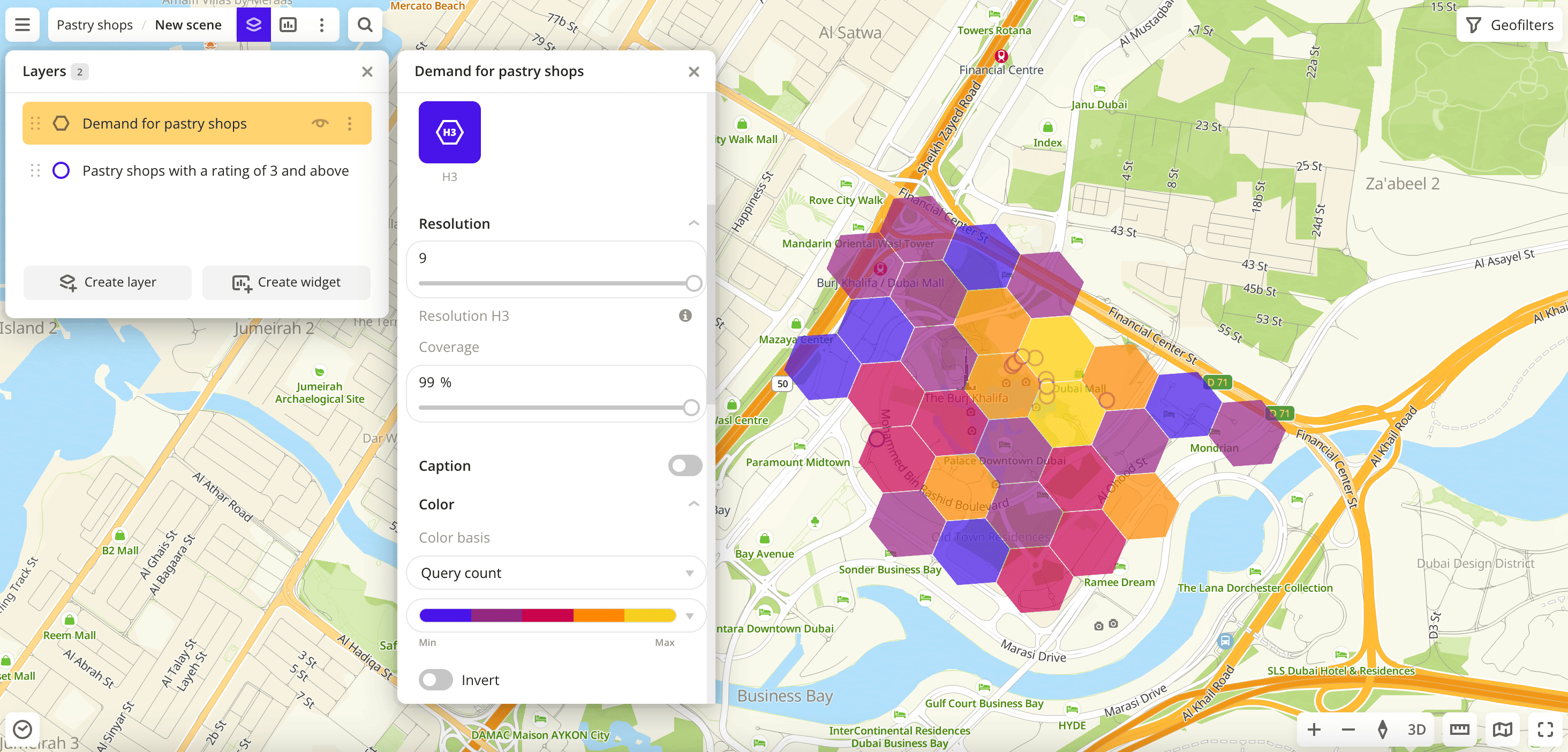 Changing the visualization method on the layer
