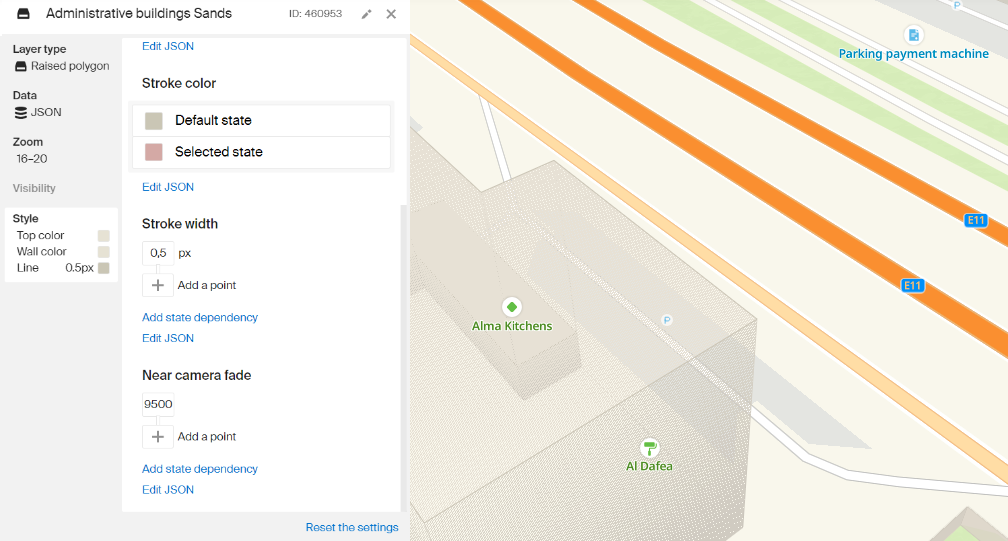 Settings in the Style Editor