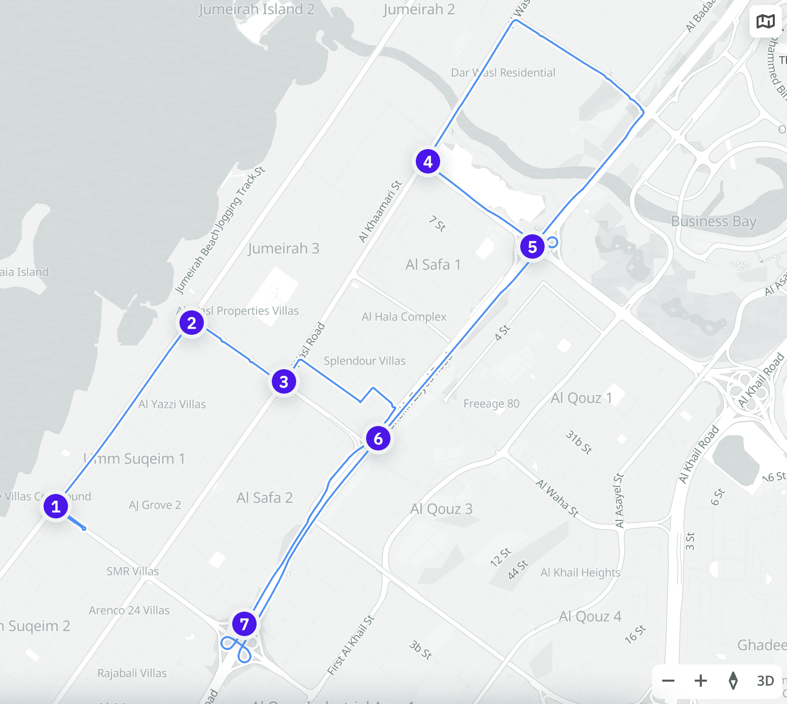 Example of points on the map