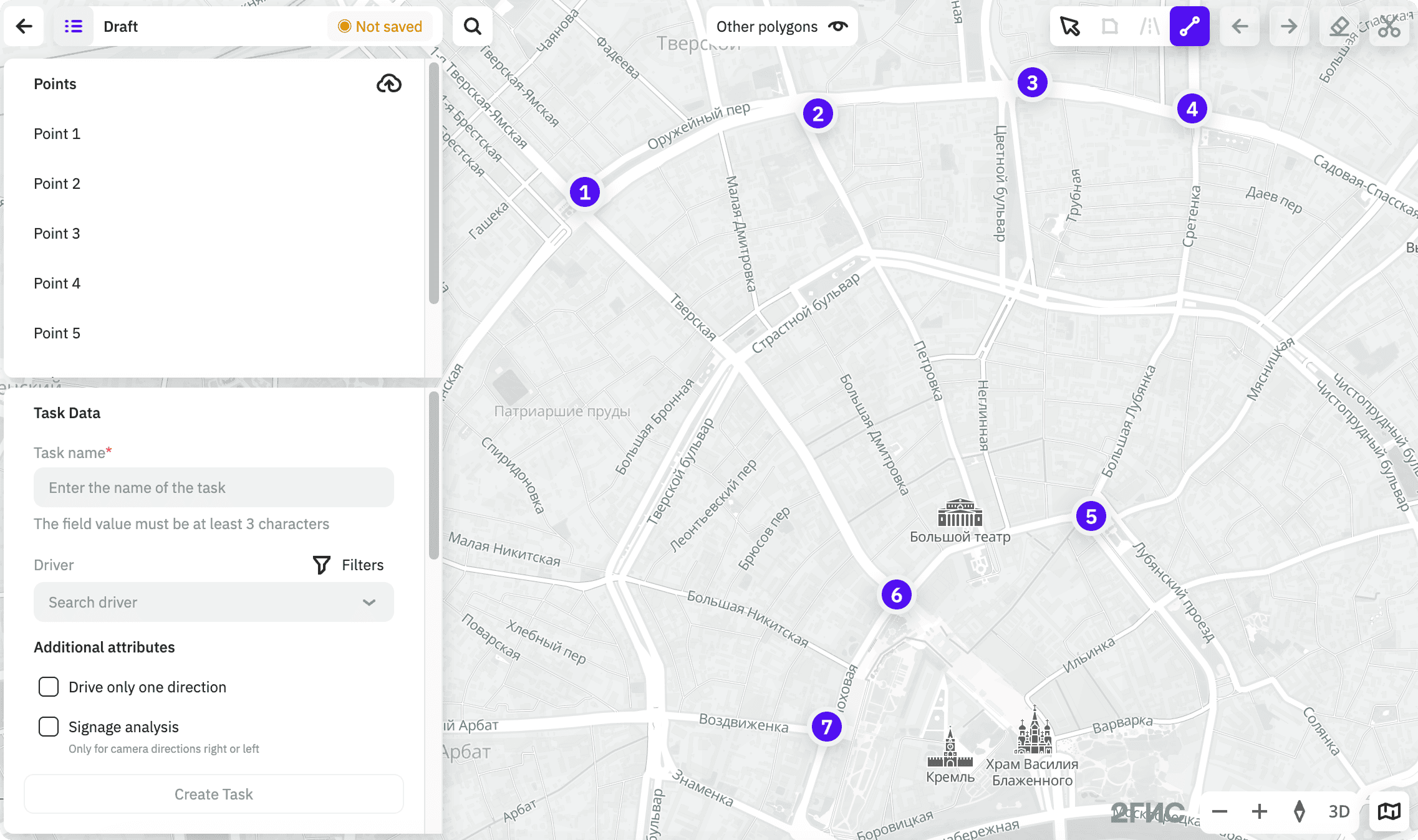 Selecting points on the map