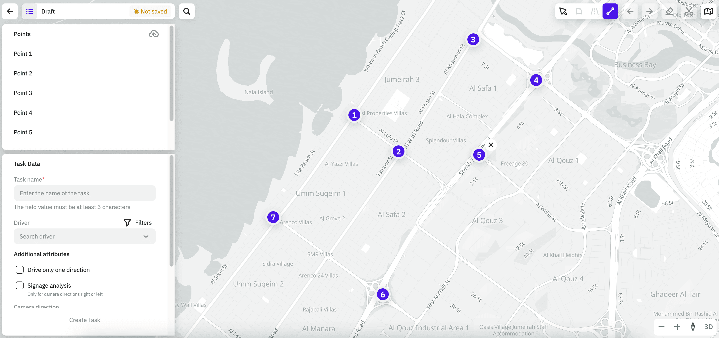 Selecting points on the map