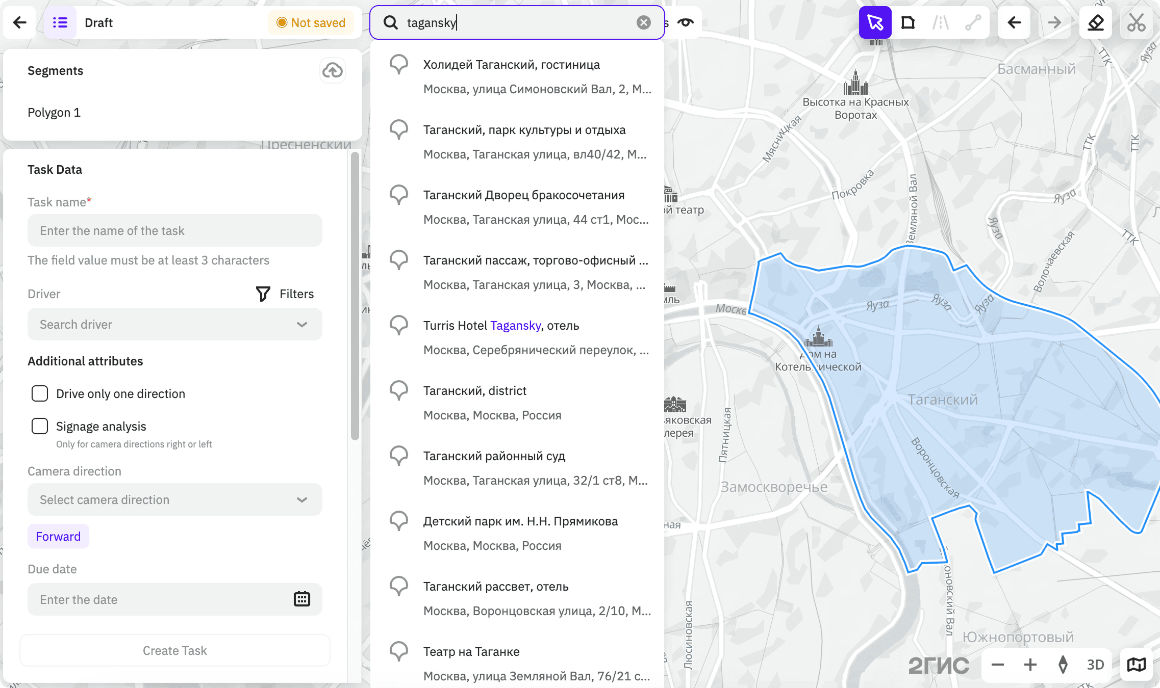 Searching for polygons on the map