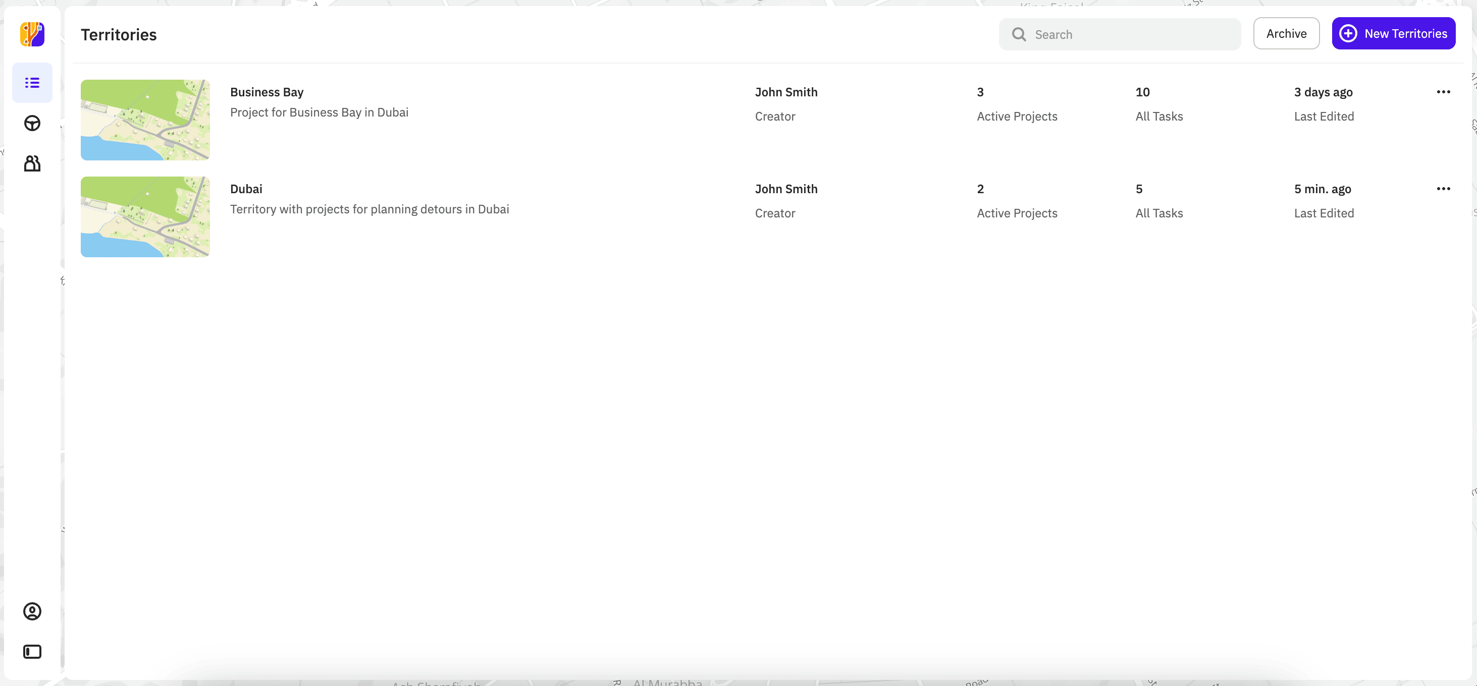 Working with territories