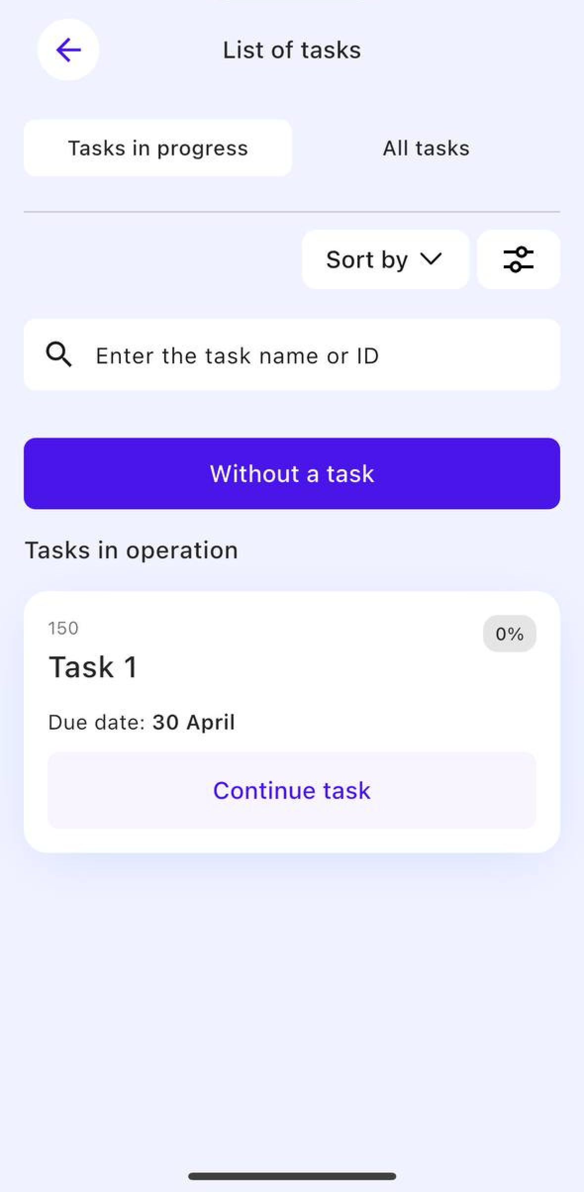 Continue task progress
