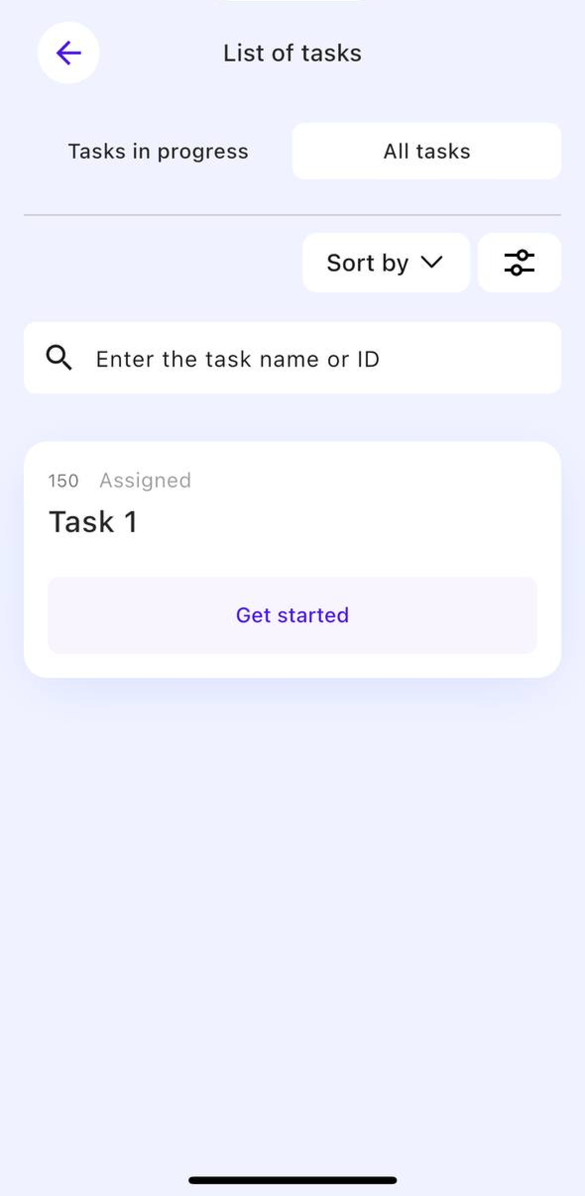 Card of a new assigned task