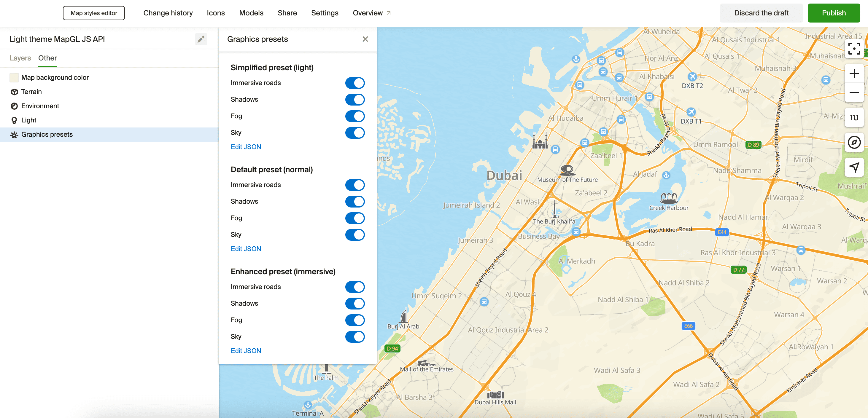 Graphics presets settings