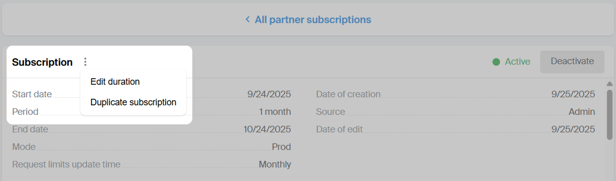 Edit subscription period