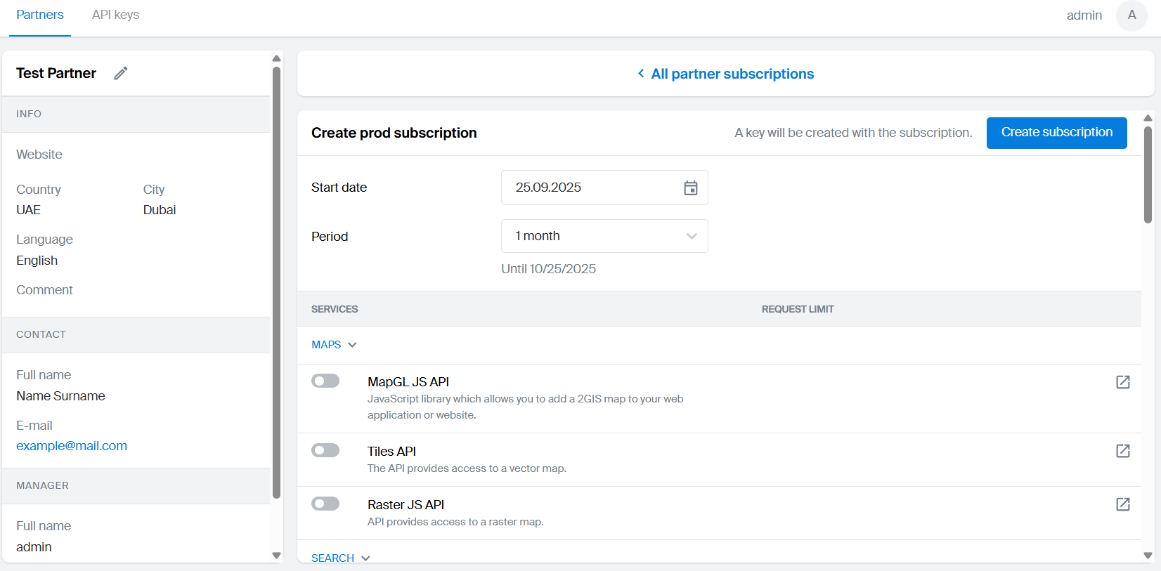 Create subscription
