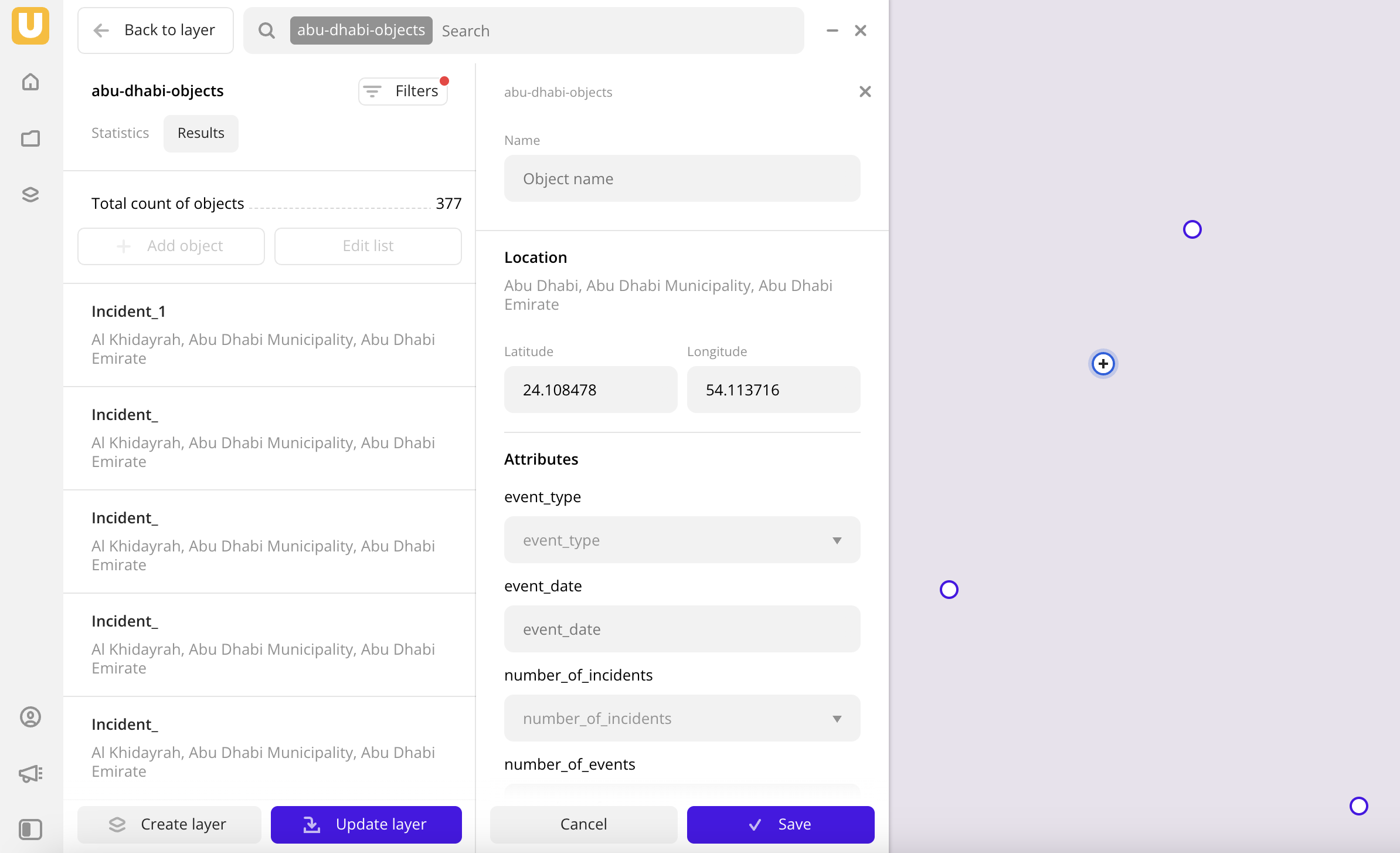 Attributes filling form