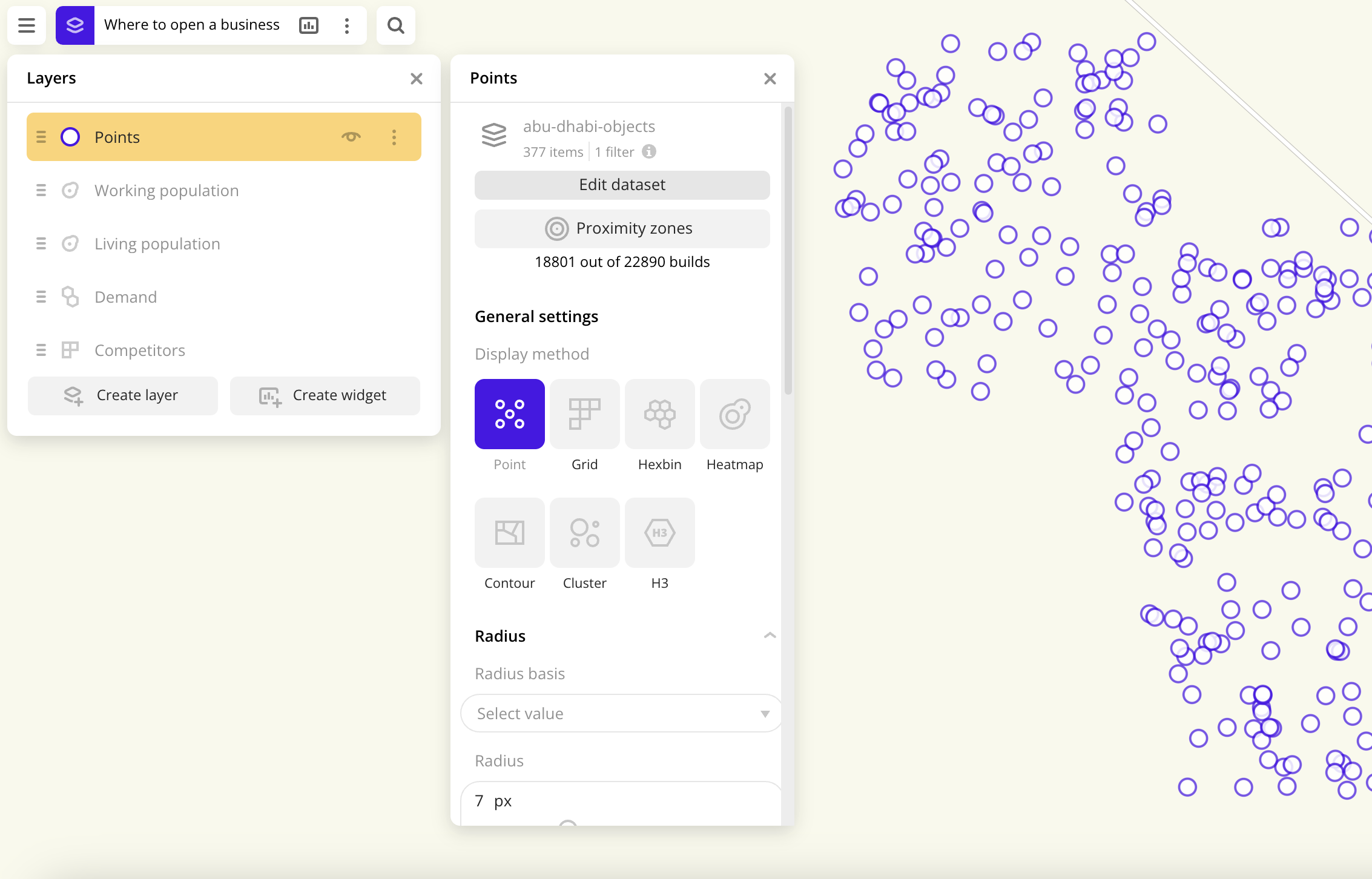 Adding objects to a dataset working with the created layer