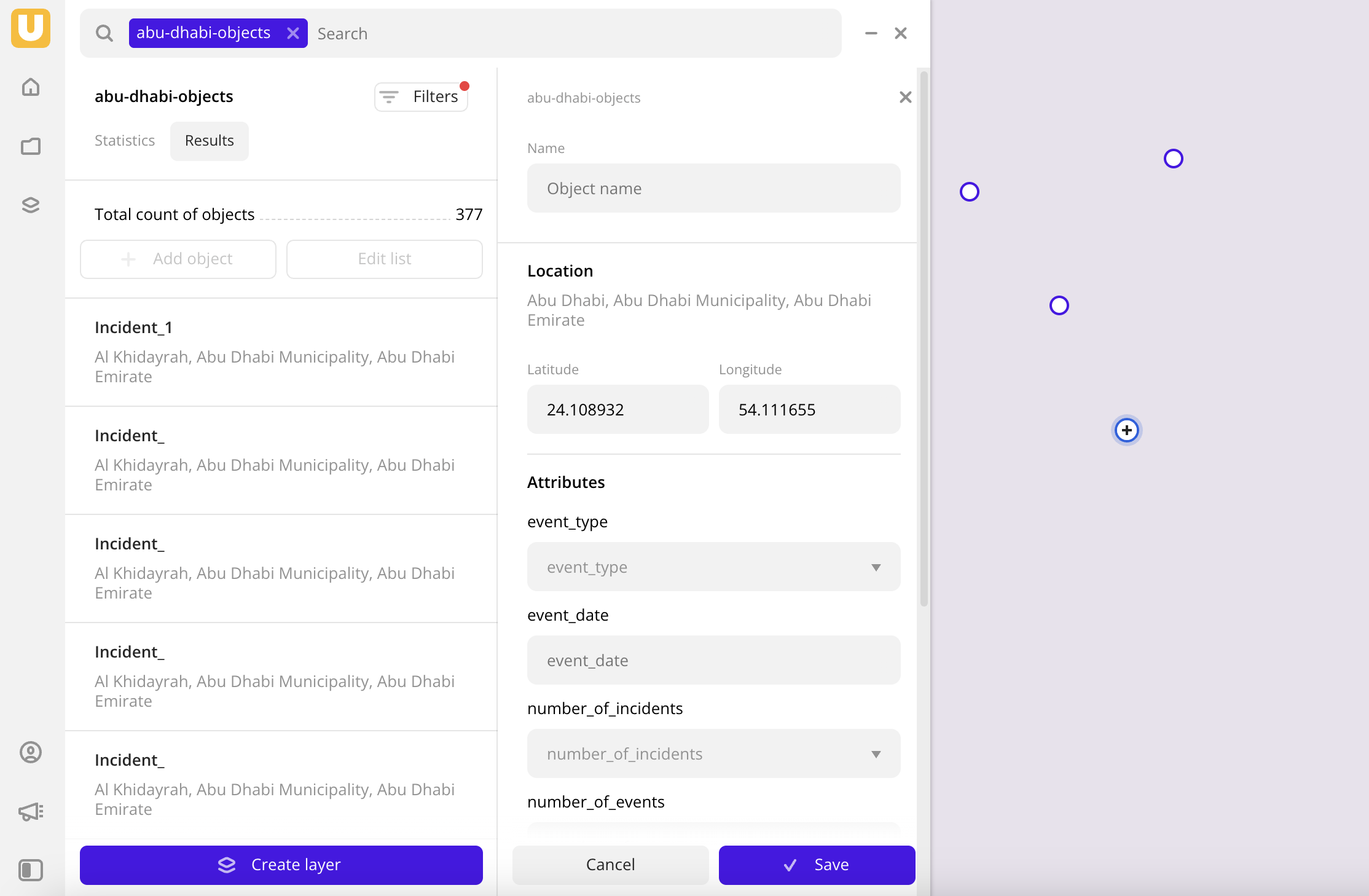 Attributes filling form