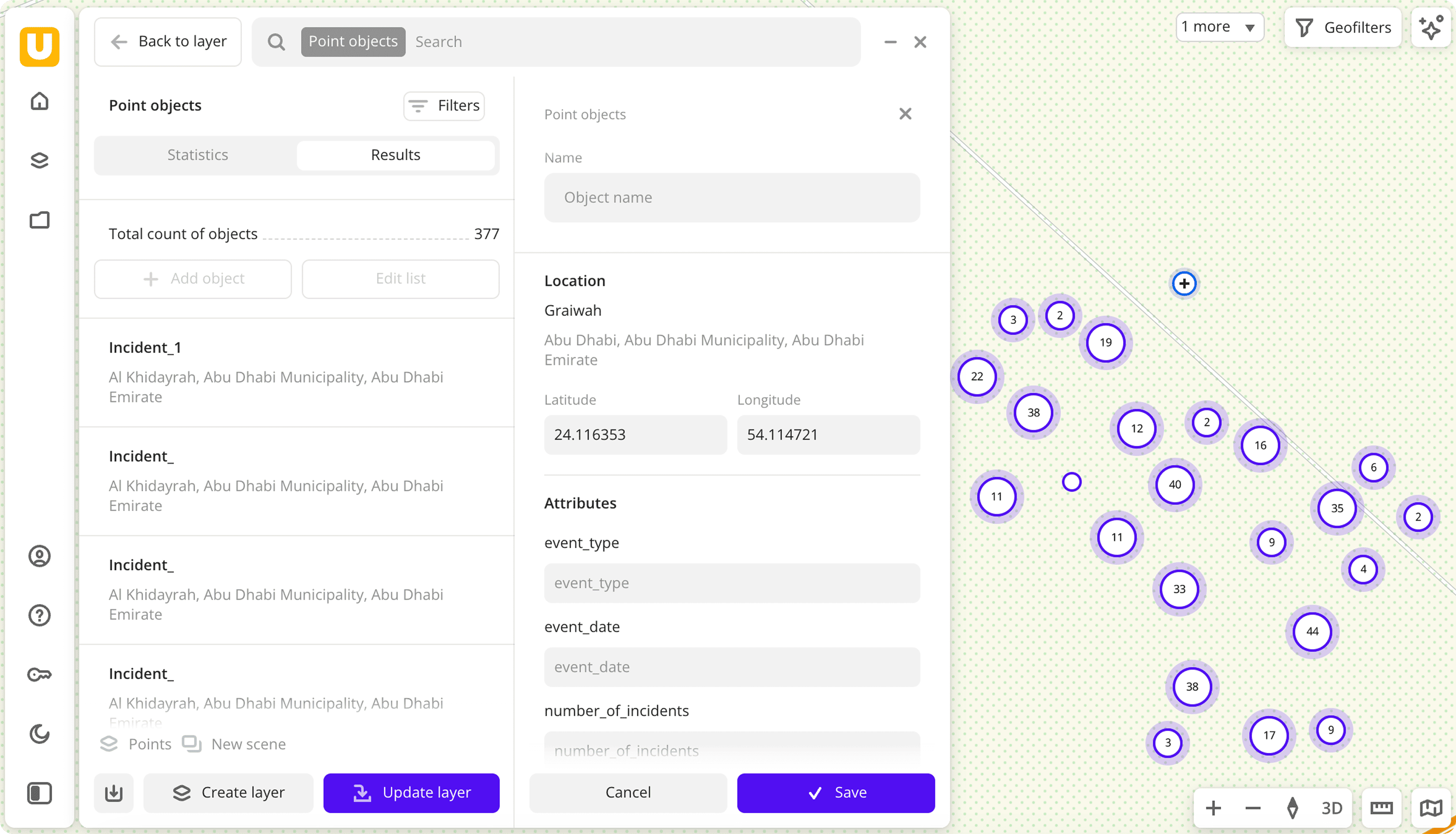 Attributes filling form