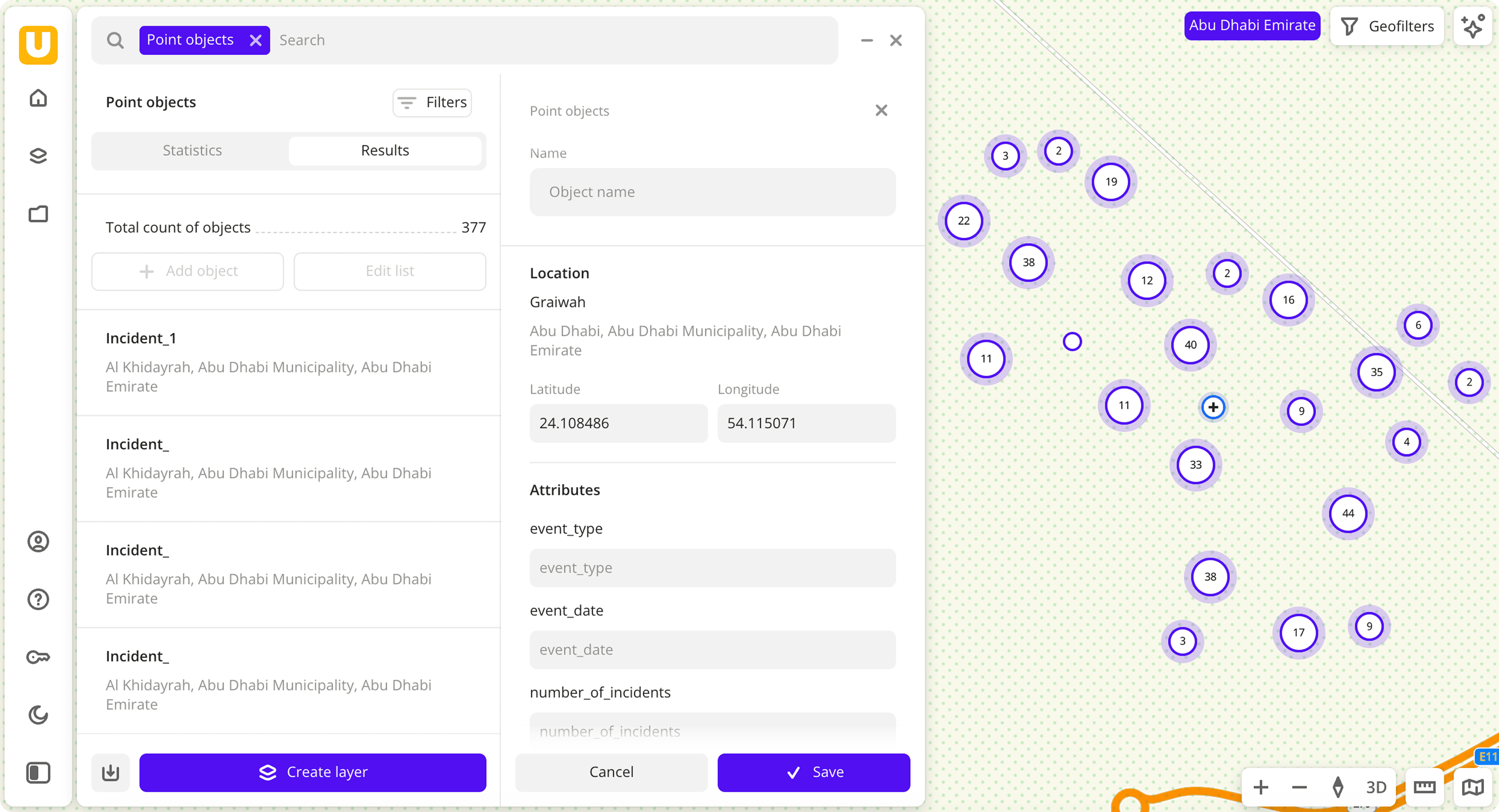 Attributes filling form