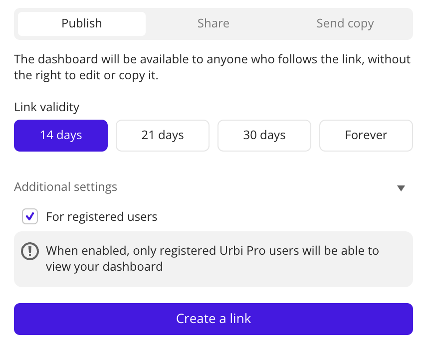 Publishing a dashboard