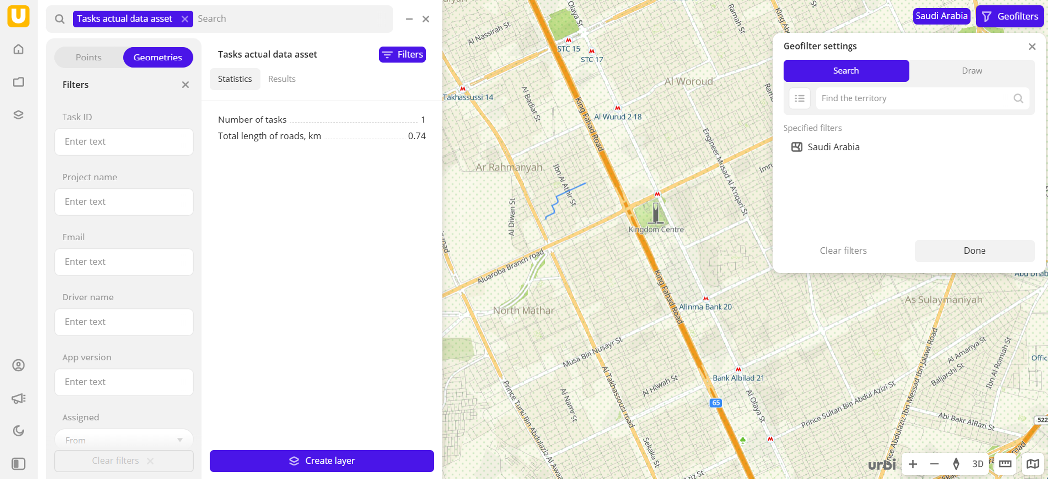 Actual tasks data