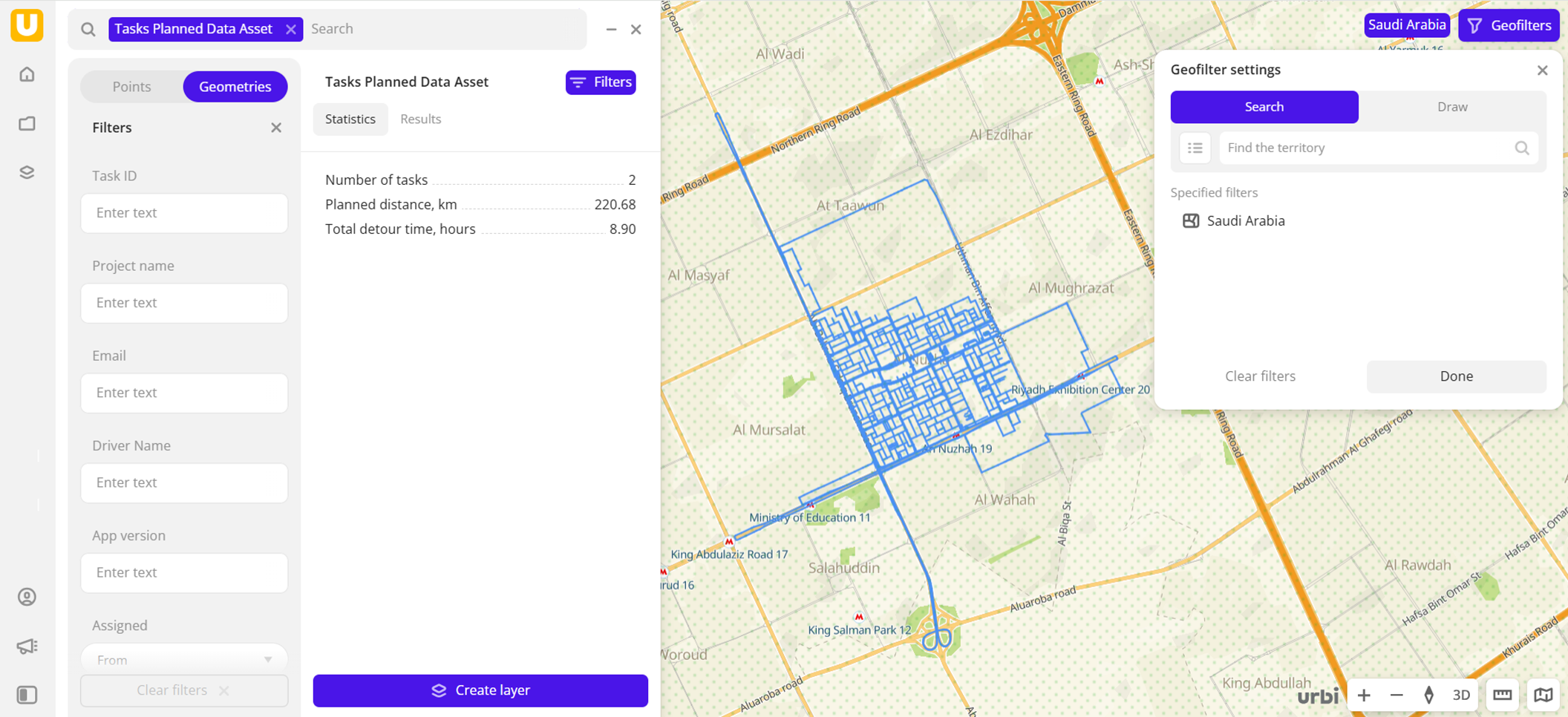 Planned tasks data