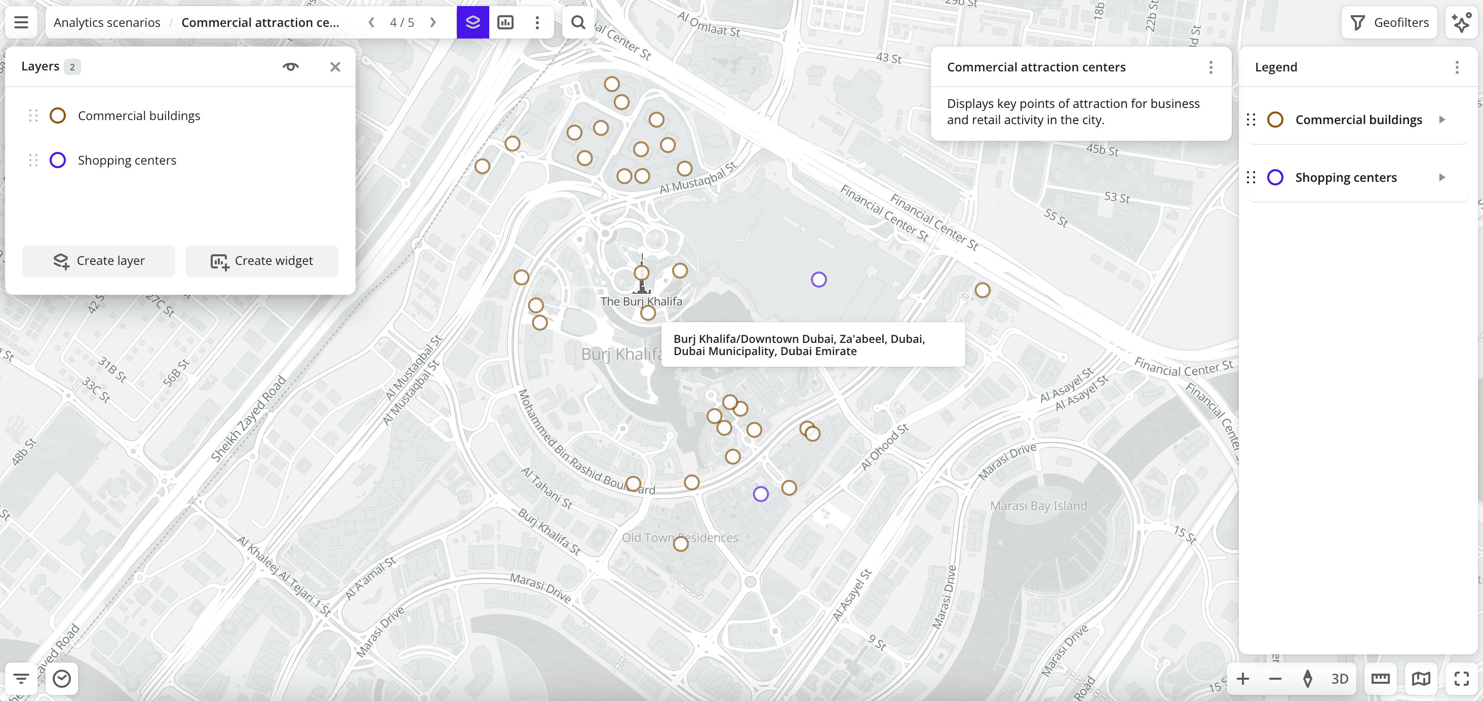 Centers of commercial attraction scenario