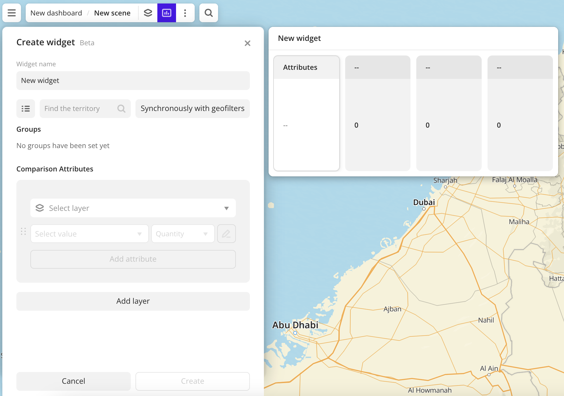 Example of creating a Comparison widget