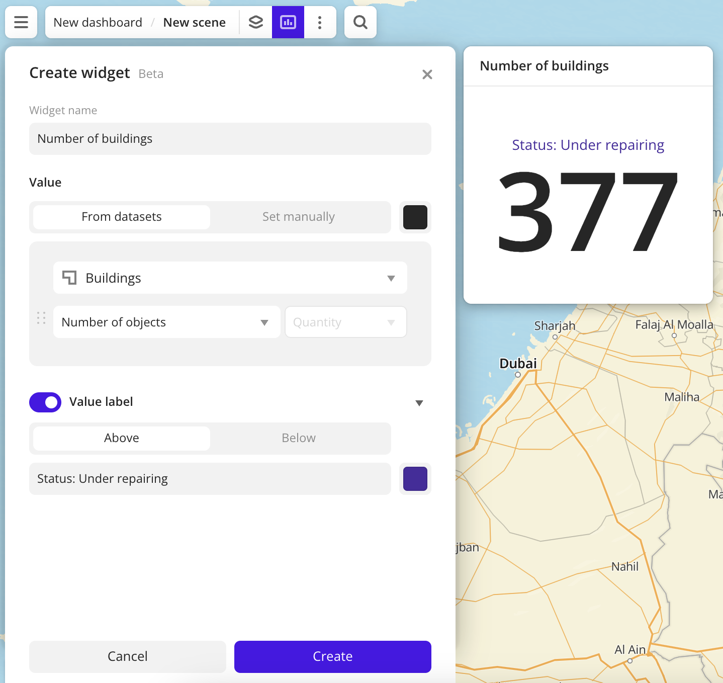 Example of creating an counter widget