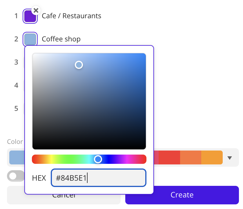 Selecting a color