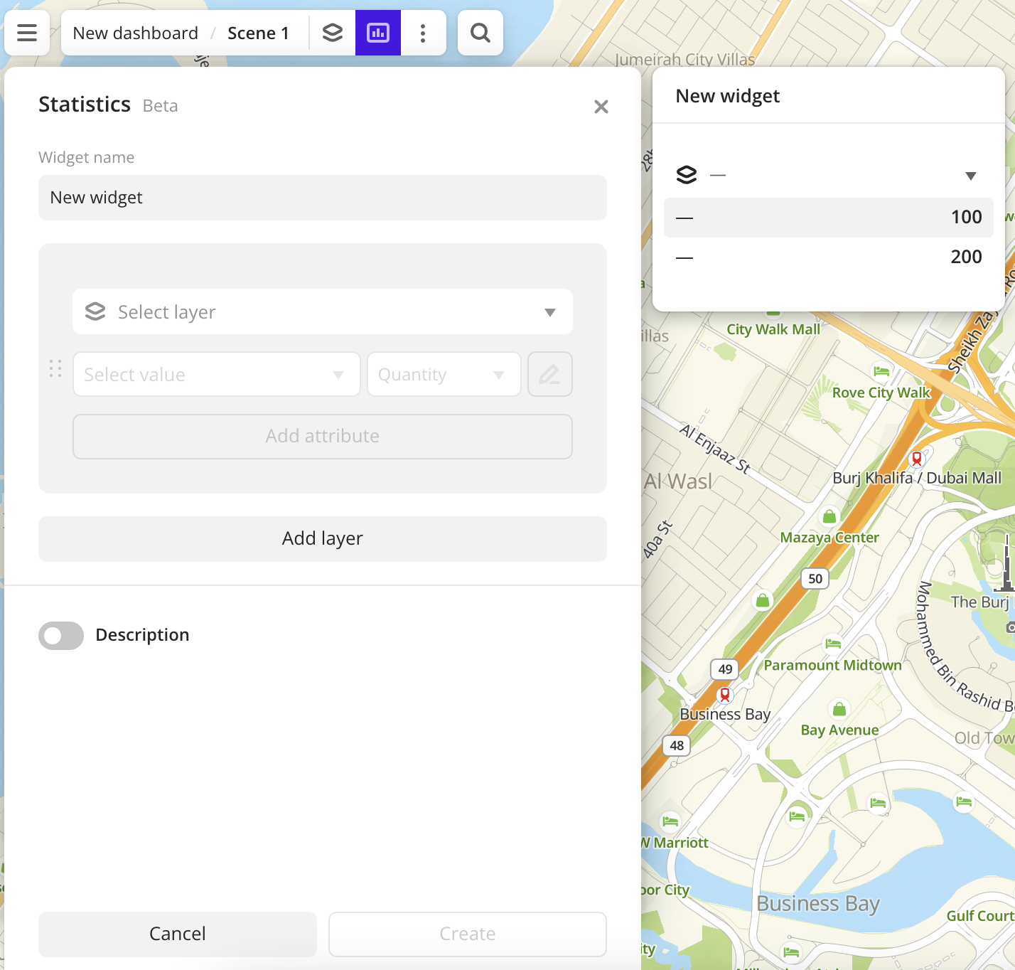 Example of creating a Statistics widget